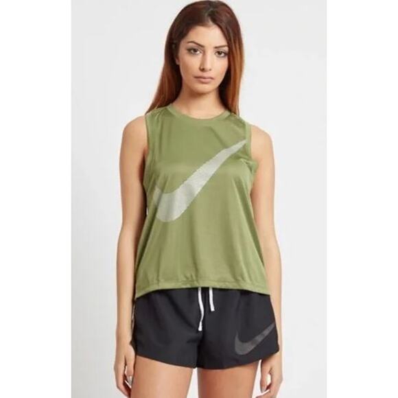 Nike Small Dri-Fit Running Tank City Core Top Olive Green Racerback Activewear - Picture 1 of 10